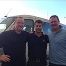 NZ Bloodstock's driver Mike with the Hawkes Boys